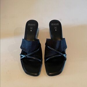 Italian Shoemakers Black Slide Wedge Sandals